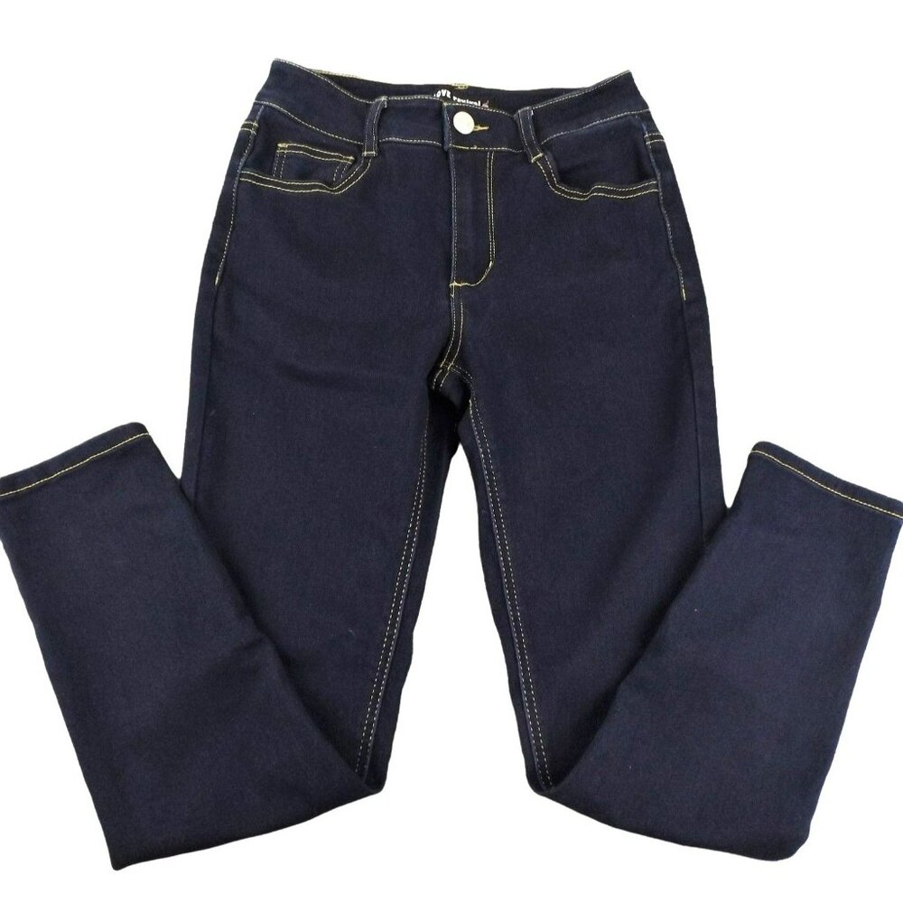 LOVE revival Jeans NWOT Dark Wash Orange Stitching Juniors Size 5  JH1033